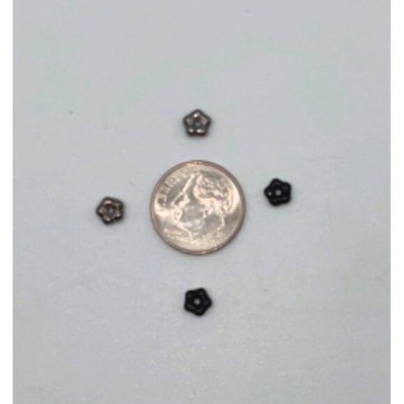 Flower Spacer Bead 100 Per Strand Black Silver Jewelry - Picture 2 of 6